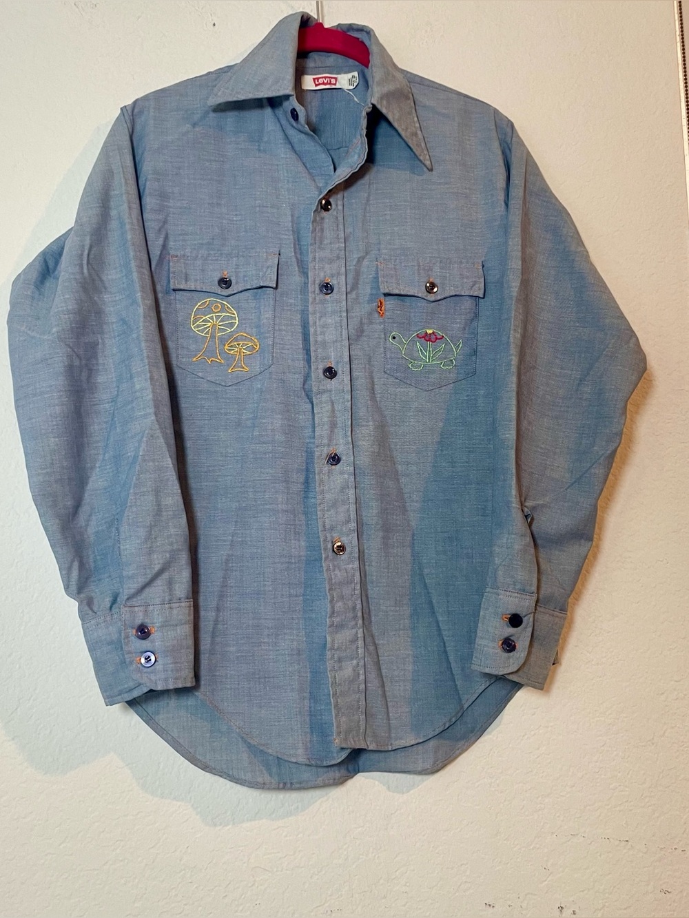 Vintage 70s Levi’s Orange Tab women’s embroidered chambray shirt